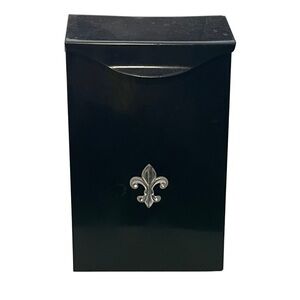 Vtg Mailbox Black Wall Mount Decorative Fleur-de-Lis Heavy Duty Aluminum
